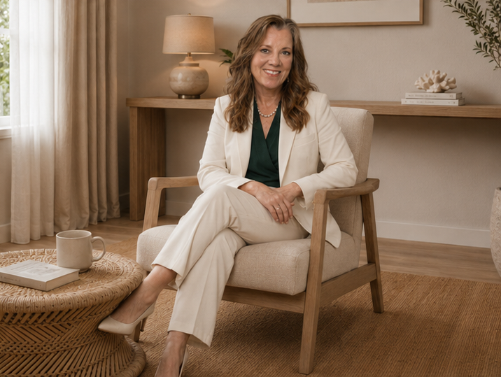 Dr. Elaine J. Kramer seated in a warm, naturally lit studio